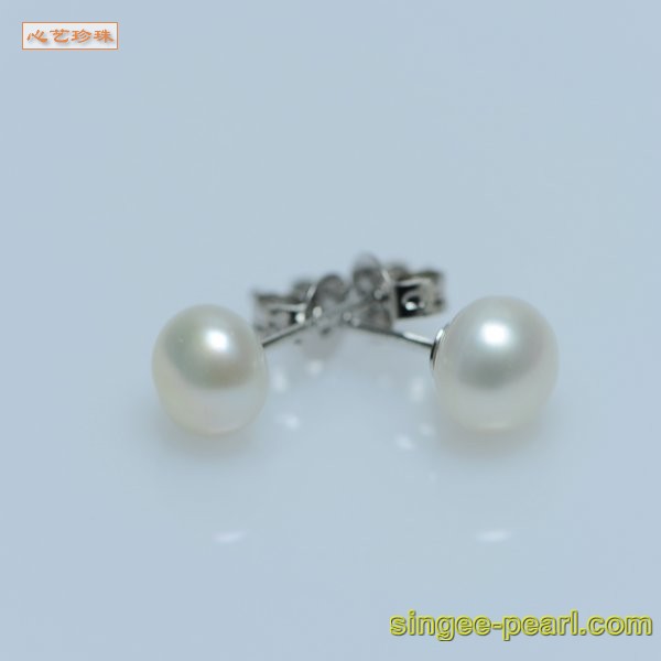 心艺珍珠图片:(8-8.5mm白色)珍珠耳钉ED12001-1