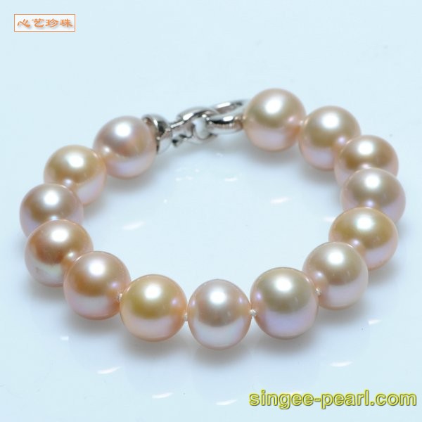 心艺珍珠图片:(12-13mm紫色)珍珠手链SL12017