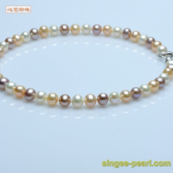 心艺珍珠图片:(9-10mm彩色)珍珠项链XL12001-2