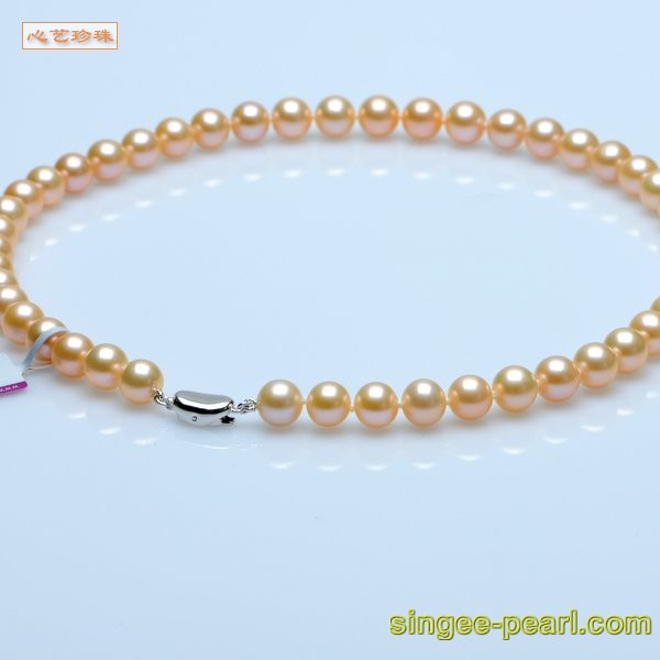 心艺珍珠图片:(9-10mm粉色)珍珠项链XL12008-2
