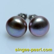 (9.5-10mm紫色)珍珠耳钉ED12002-1|心艺价格20至50元淡水珍珠耳钉图片