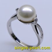 (9.5-10mm白色)珍珠戒指JZ12003|心艺珍珠饰品网-珍珠图片