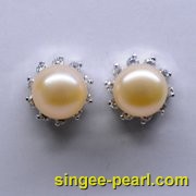 (9.5-10mm粉色)珍珠耳钉ED12060-2|心艺无瑕淡水珍珠耳钉图片