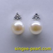 (9.5-10mm白色)珍珠耳钉ED12061-3|心艺无瑕淡水珍珠耳钉图片