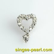 心形多石坠925银珍珠配件PJ12018|心艺珍珠配件图片