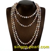 (8-9mm混彩)珍珠毛衣链MY12016|心艺时尚珍珠饰品图片
