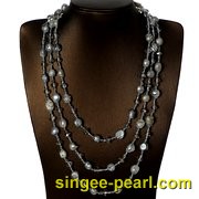 (9-10mm染灰色)珍珠毛衣链MY12010|心艺中等光泽珍珠图片