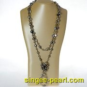 (9-10mm染灰色)珍珠毛衣链MY12011|心艺珍珠饰品网-珍珠图片