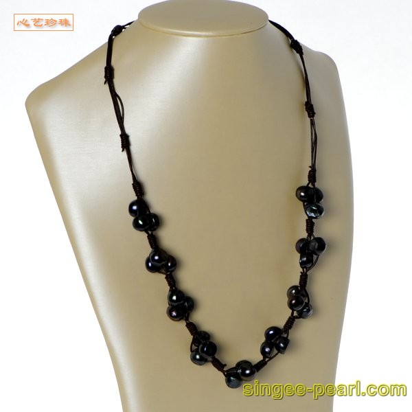 心艺珍珠:(8-9mm黑色)花式珍珠项链HL12027图片二