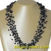 (5-6mm黑色)花式珍珠项链HL12035|心艺珍珠花式项链图片