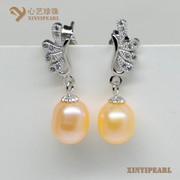 (7-8mm粉色)珍珠耳环XY14036-2|心艺粉色淡水珍珠耳钉图片