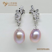 (7-8mm紫色)珍珠耳环XY14036-3-心艺珍珠图片