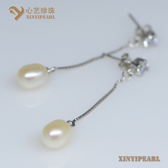 心艺珍珠:(7-8mm白色)珍珠耳环XY14055-1图片一