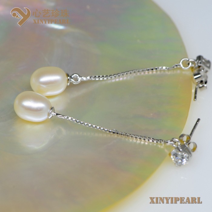 心艺珍珠:(7-8mm白色)珍珠耳环XY14055-1图片二