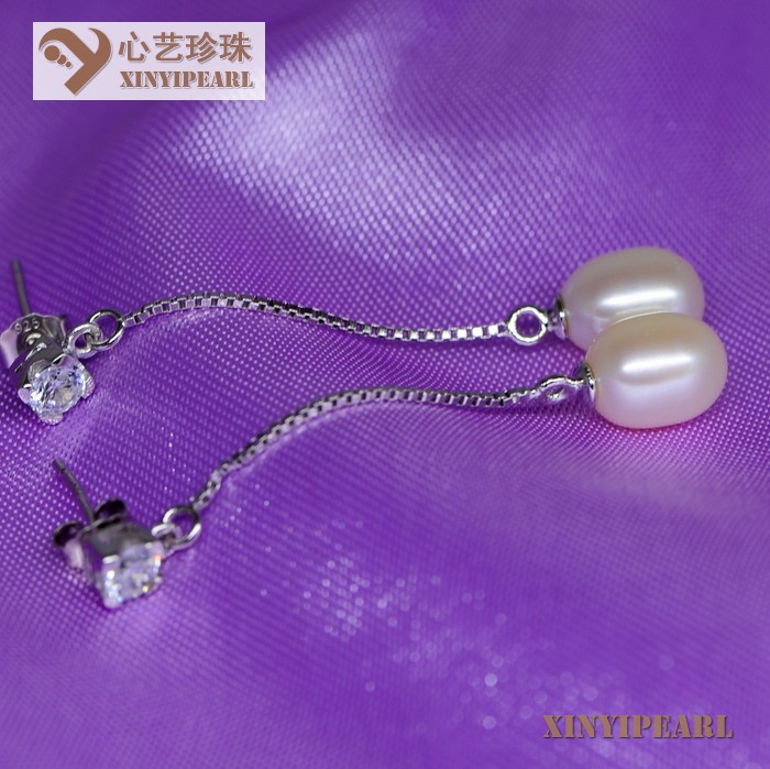 心艺珍珠:(7-8mm白色)珍珠耳环XY14055-1图片五