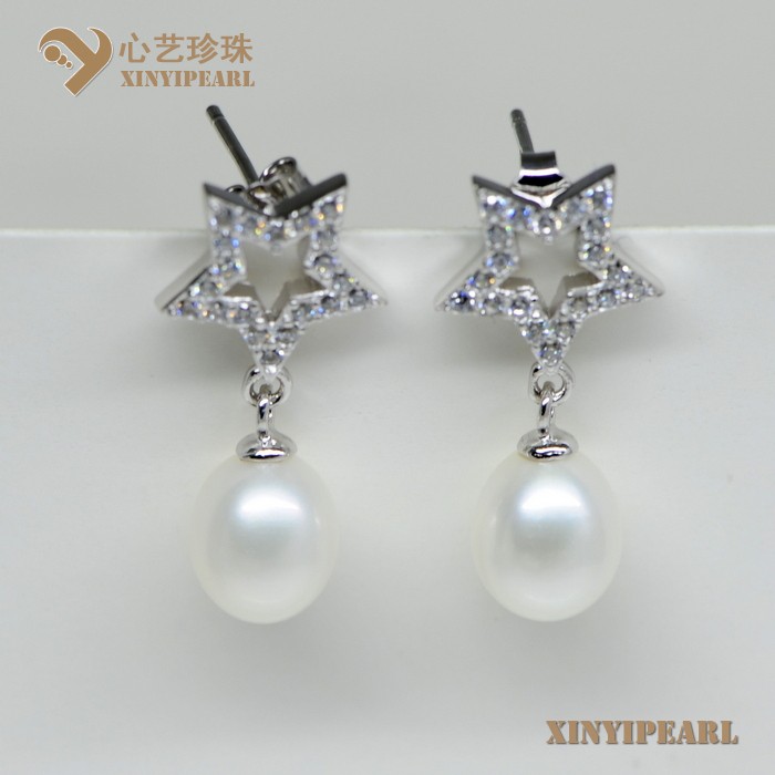 心艺珍珠图片:(7-8mm白色)珍珠耳环XY14057-1->点击浏览大图