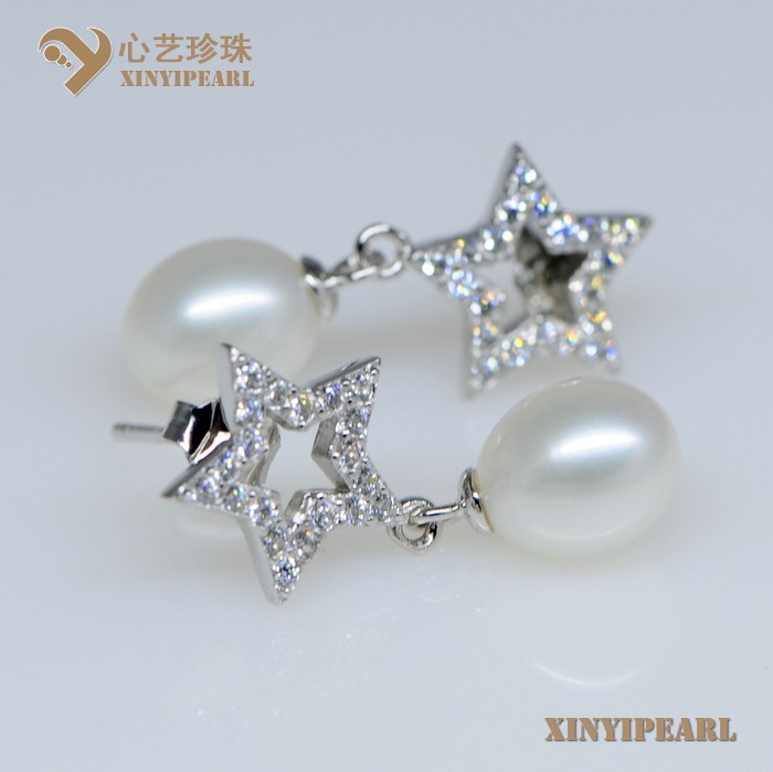 心艺珍珠:(7-8mm白色)珍珠耳环XY14057-1图片一