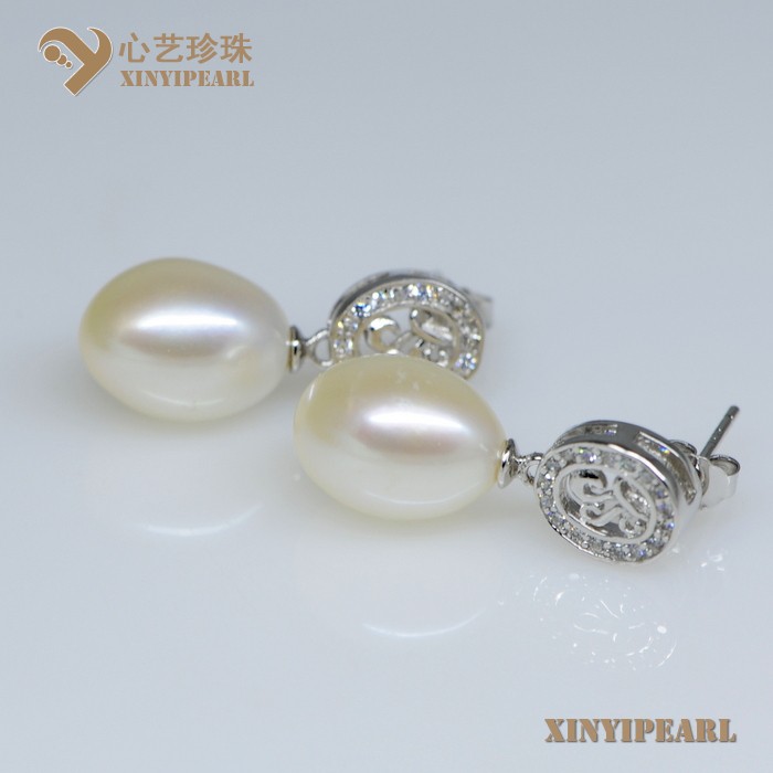 心艺珍珠:(9-10mm白色)珍珠耳环XY14060-1图片一