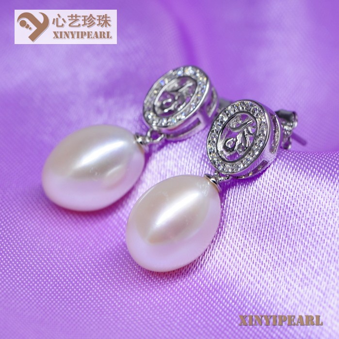 心艺珍珠:(9-10mm白色)珍珠耳环XY14060-1图片五