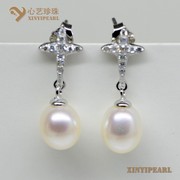 (7-8mm白色)珍珠耳环XY14037-1|心艺白色淡水珍珠耳钉图片