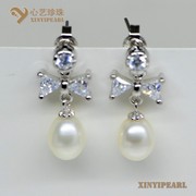 (7-8mm白色)珍珠耳环XY14043-1|心艺白色淡水珍珠耳钉图片