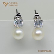 (7-8mm白色)珍珠耳环XY14046-1|心艺白色淡水珍珠耳钉图片
