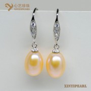 (8-9mm粉色)珍珠耳环XY14051-2|心艺粉色淡水珍珠耳钉图片