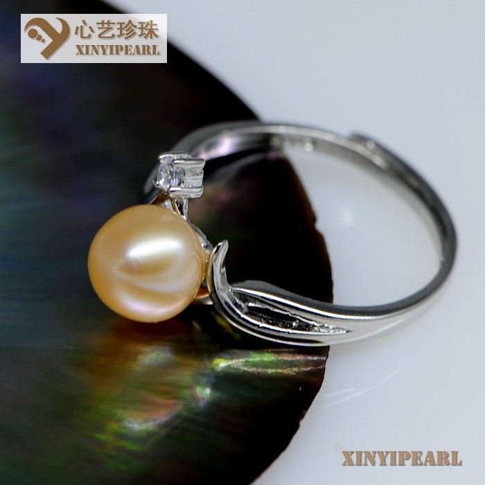 心艺珍珠:(6.5-7mm粉色)珍珠戒指XY14069图片四