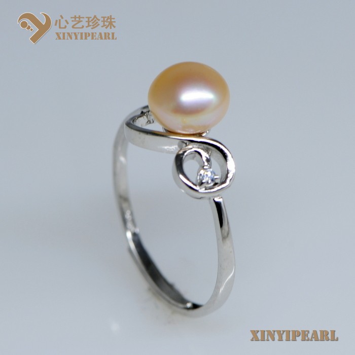 心艺珍珠图片:(6.5-7mm粉色)珍珠戒指XY14071