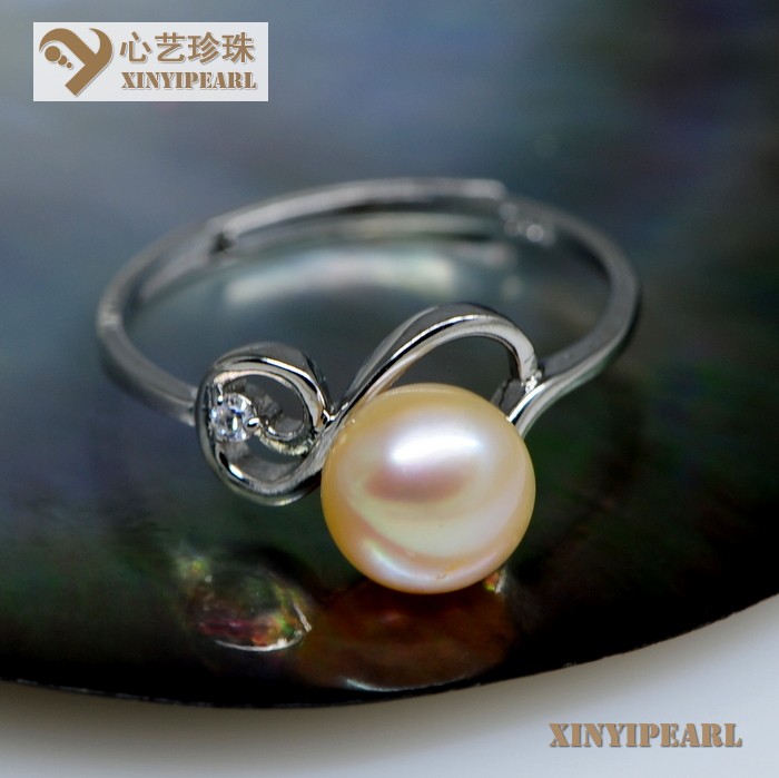 心艺珍珠:(6.5-7mm粉色)珍珠戒指XY14071图片四