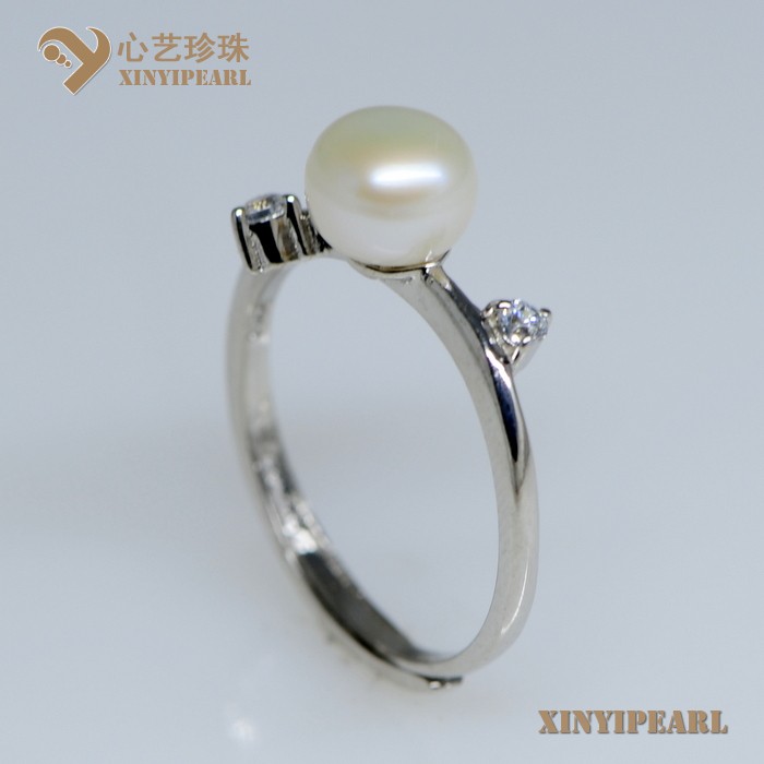 心艺珍珠图片:(6.5-7mm白色)珍珠戒指XY14072