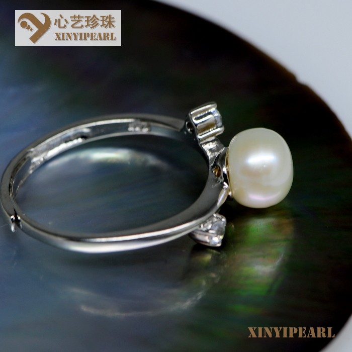 心艺珍珠:(6.5-7mm白色)珍珠戒指XY14072图片三