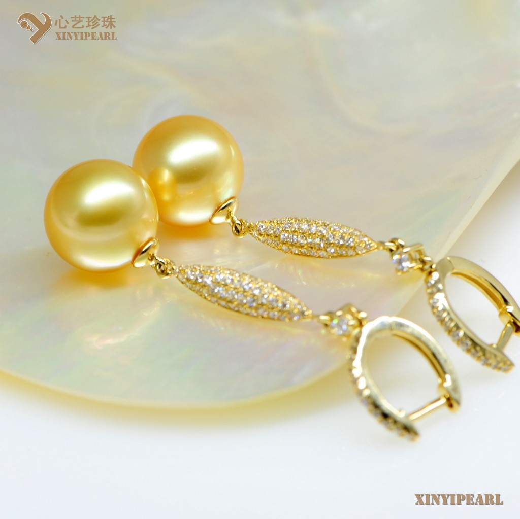 心艺珍珠:(11.5mm金色)珍珠耳钉XY15316图片二
