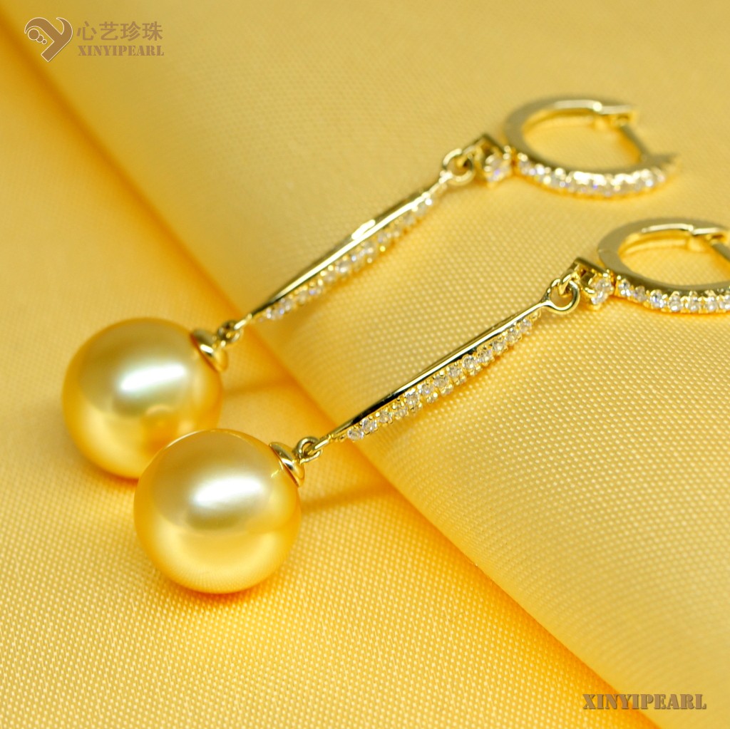 心艺珍珠:(11.5mm金色)珍珠耳钉XY15316图片三