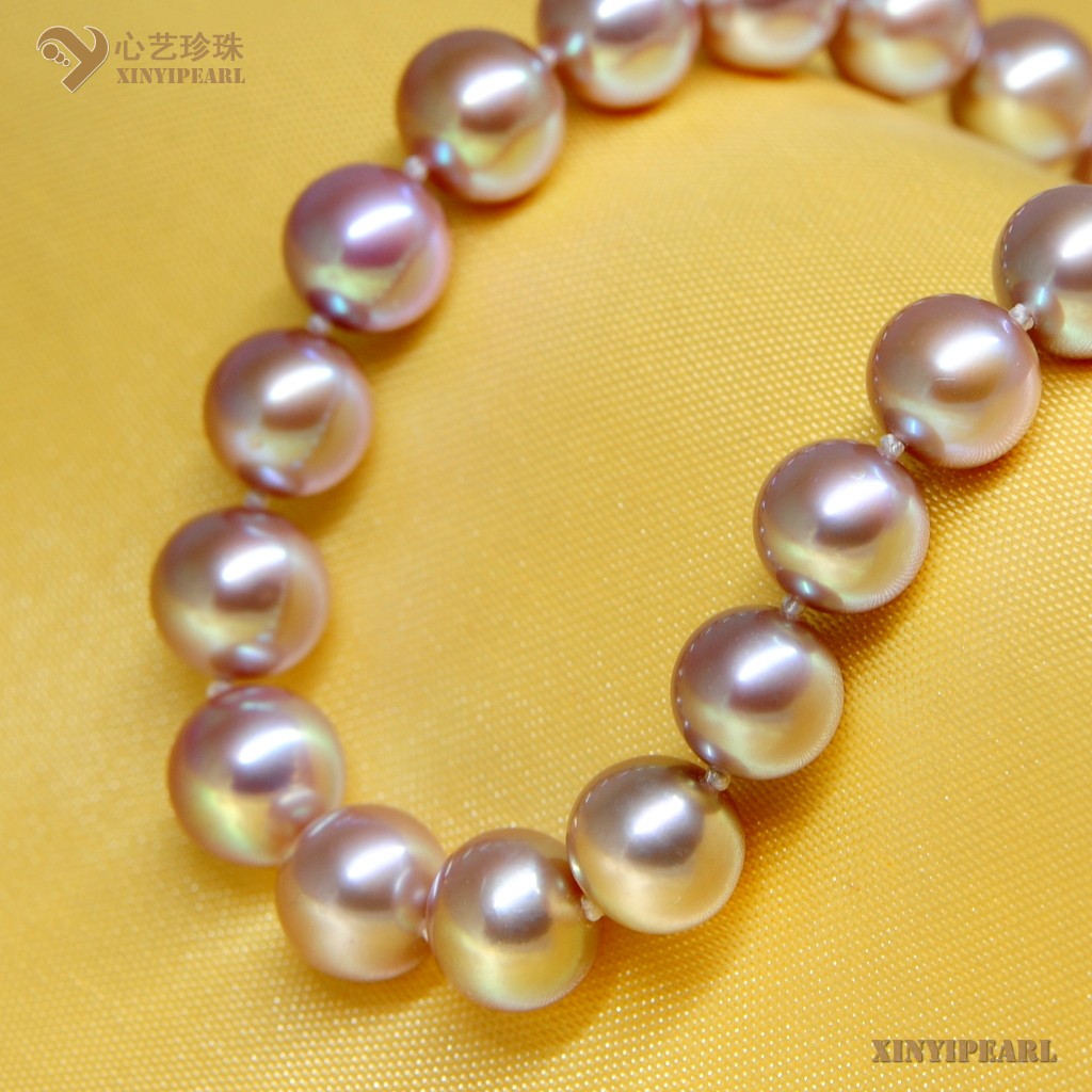 心艺珍珠:(10-11mm紫色)珍珠项链XY15322图片三
