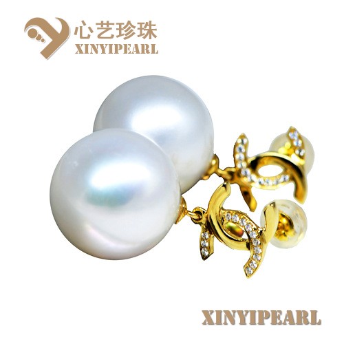 (14mm白色)珍珠耳钉XY15053|心艺强光珍珠图片
