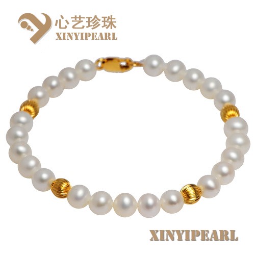 (6-6.5mm白色)珍珠手链XY15171__心艺珍珠饰品网-饰品图片