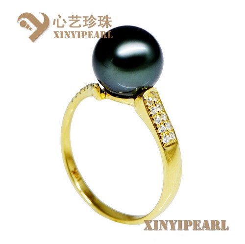 (9-10mm黑色)珍珠戒指XY15183__心艺珍珠饰品网-饰品图片