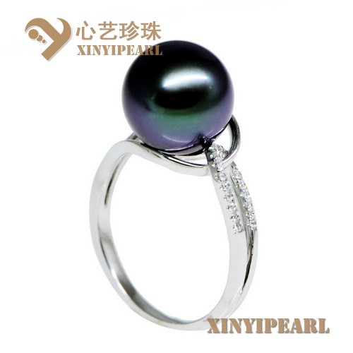 (10-11mm黑色)珍珠戒指XY15184__心艺珍珠饰品网-饰品图片