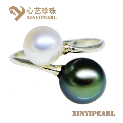 (7.5-10mm黑色)珍珠戒指XY15194__心艺珍珠饰品网-饰品图片