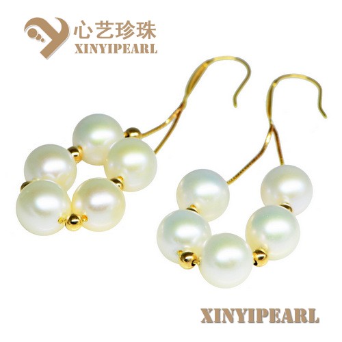 (9-10mm白色)珍珠耳环XY15198__心艺珍珠饰品网-饰品图片