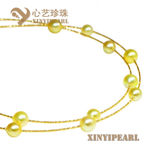 (10-12mm金色)珍珠项链XY15214__心艺珍珠饰品网-饰品图片