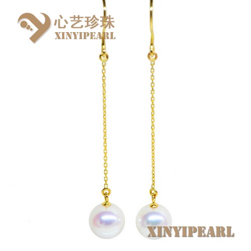 (8-8.5mm白色)珍珠耳线XY15222__心艺珍珠饰品网-饰品图片