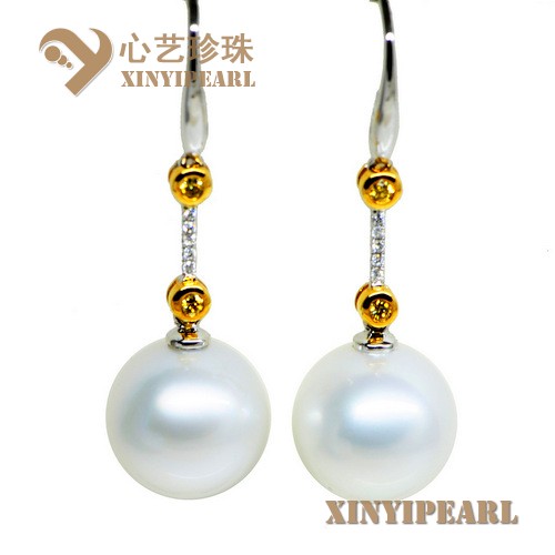 (12.5mm白色)珍珠耳环XY15229__心艺珍珠饰品网-饰品图片