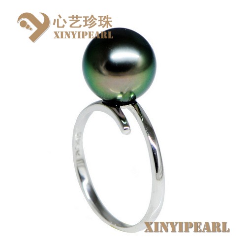 (10mm黑色)珍珠戒指XY15238__心艺珍珠饰品网-饰品图片
