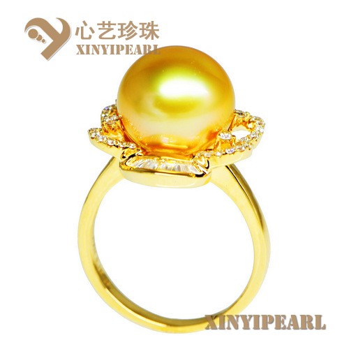 (13.8mm深金色)珍珠戒指XY15250__心艺珍珠饰品网-饰品图片