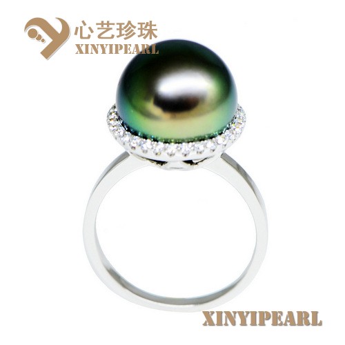 (12.2mm黑色)珍珠戒指XY15278|心艺点位大于11mm珍珠图片