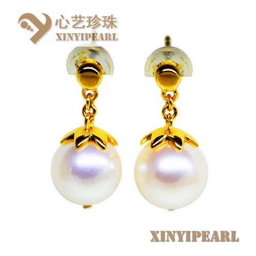 (8-8.5mm白色)珍珠耳钉XY15284__心艺珍珠饰品网-饰品图片