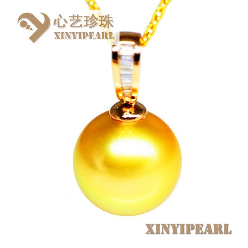 (12.9mm深金色)珍珠吊坠XY15298|心艺淡水珍珠饰品图片