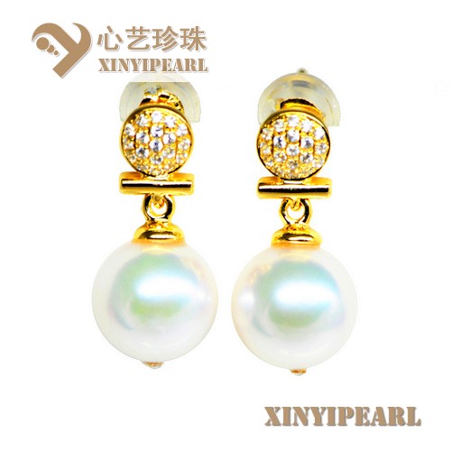 (8-8.5mm白色)珍珠耳钉XY15305|心艺淡水珍珠饰品图片